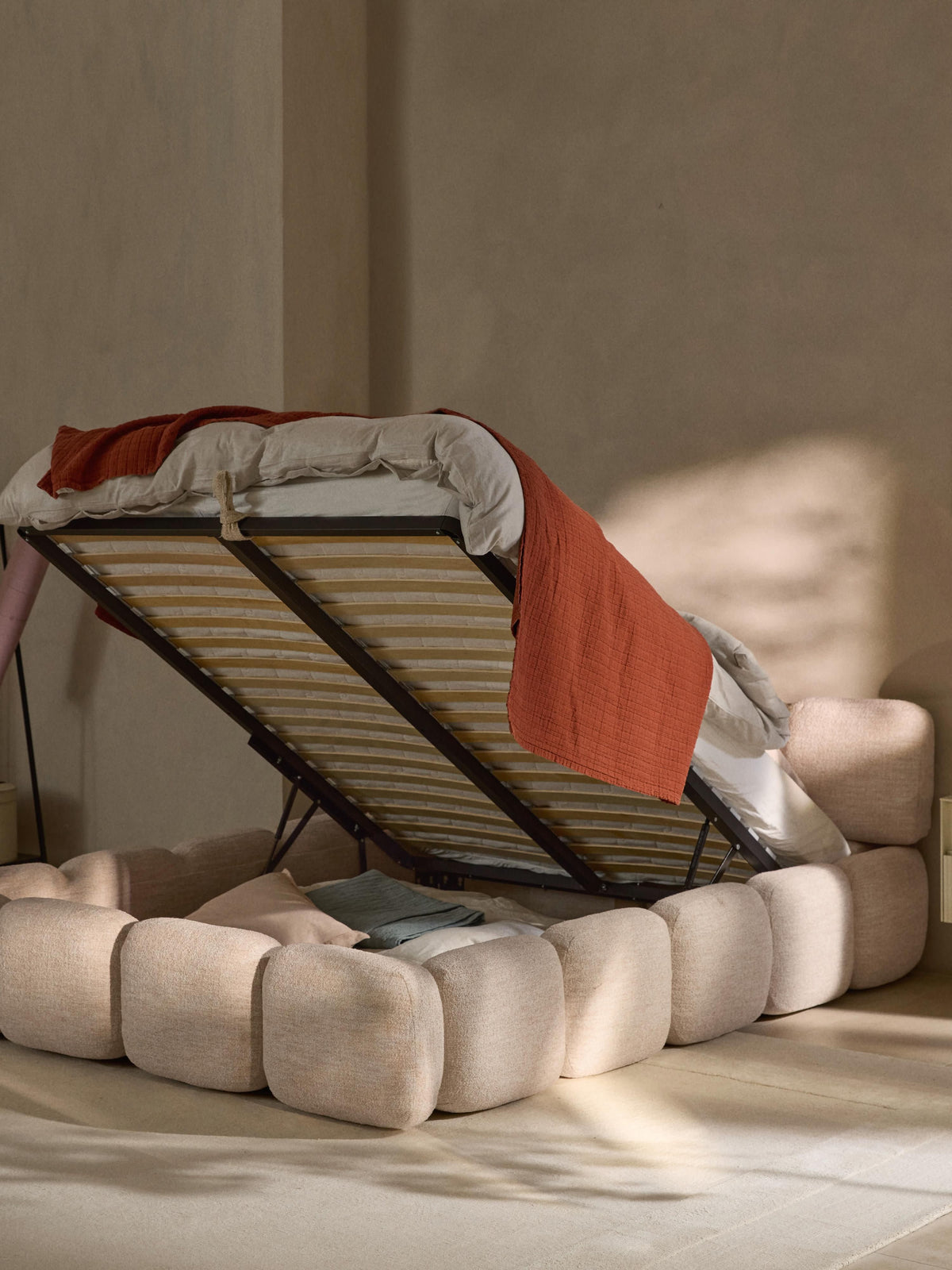 Tayla Bouclé Upholstered Storage Bed