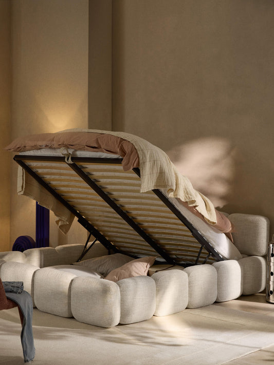 Tayla Bouclé Upholstered Storage Bed