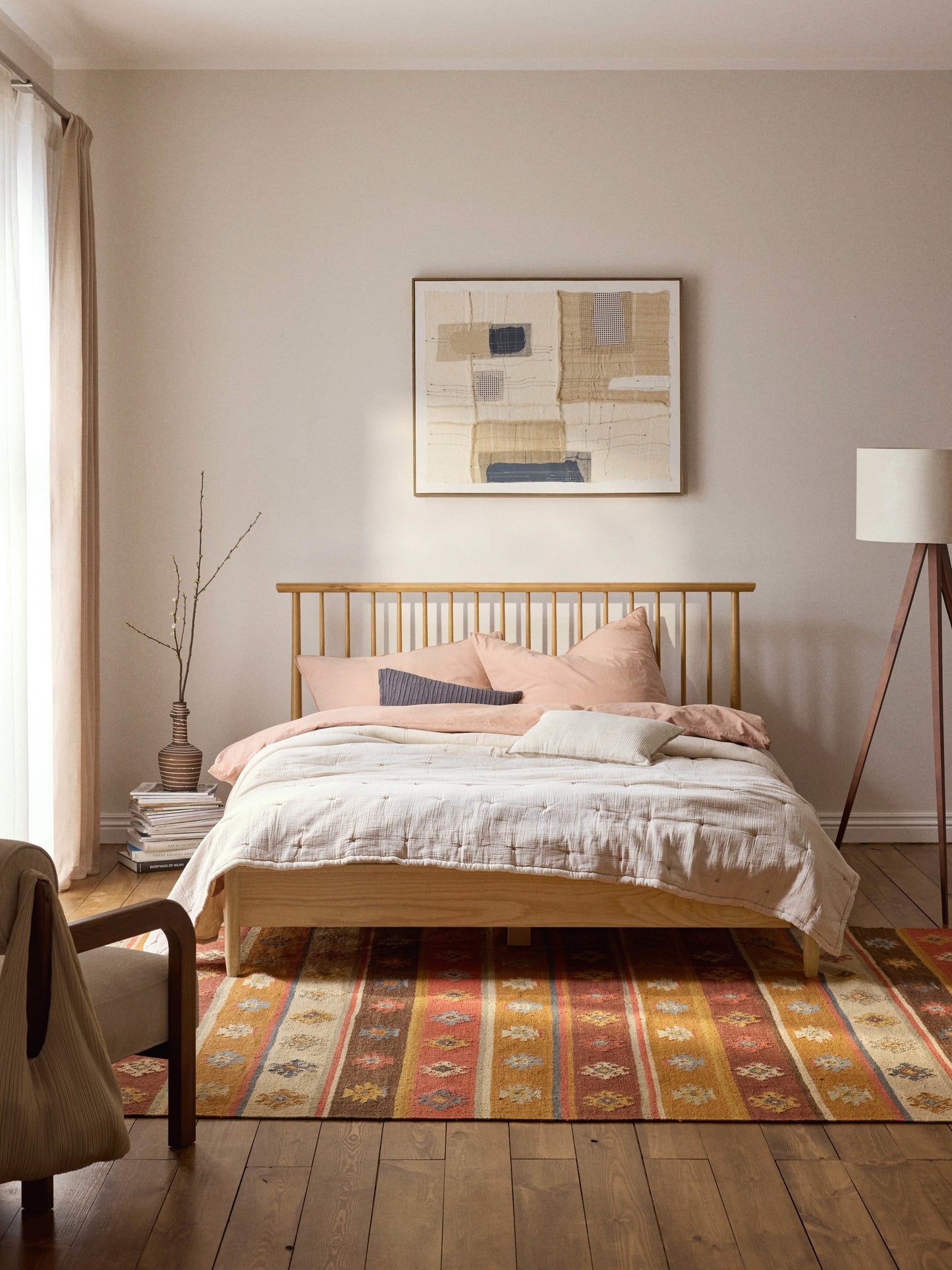 Windsor Wooden Bedstead with Pine Headboard