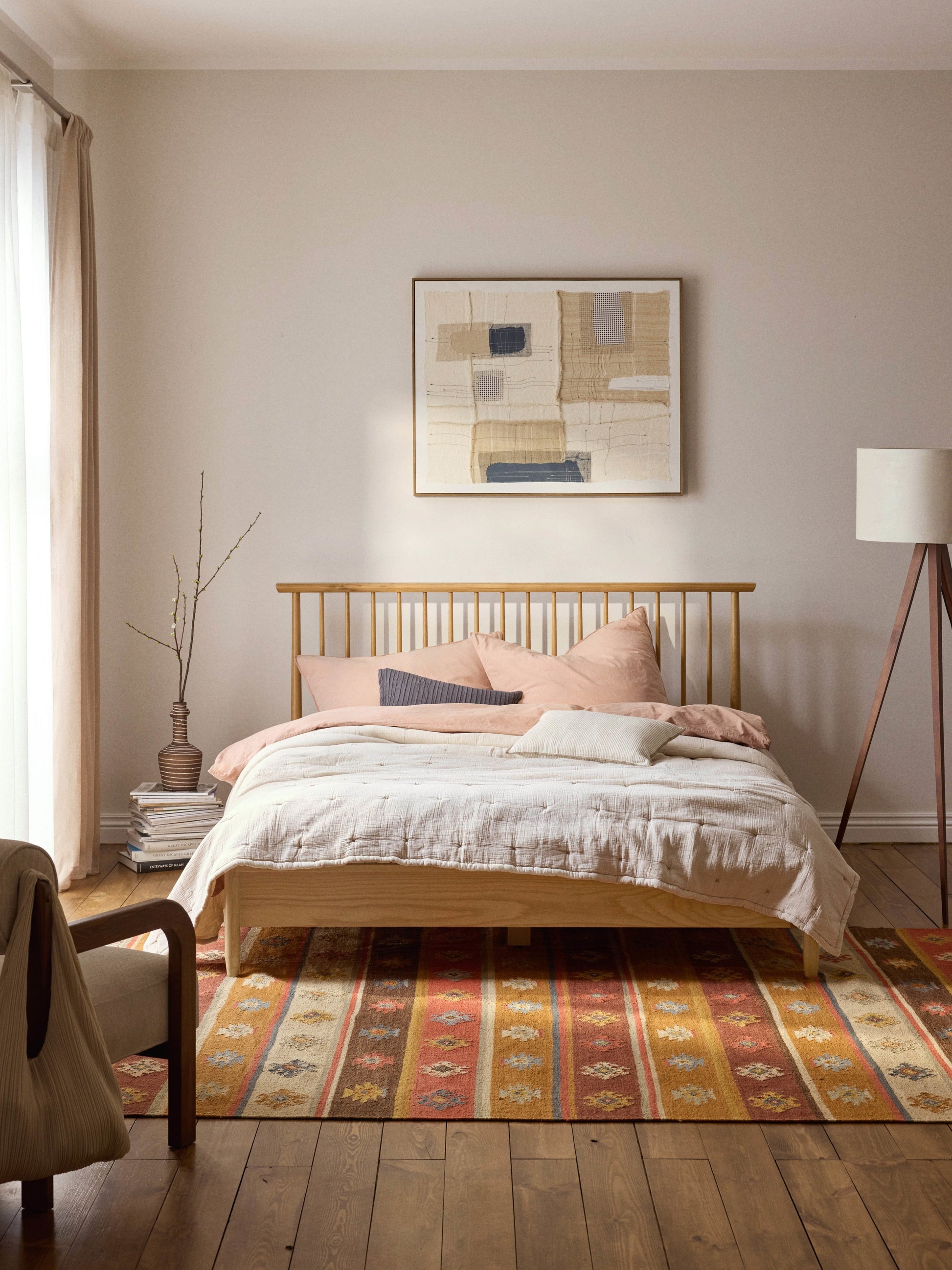 Windsor Wooden Bedstead with Pine Headboard