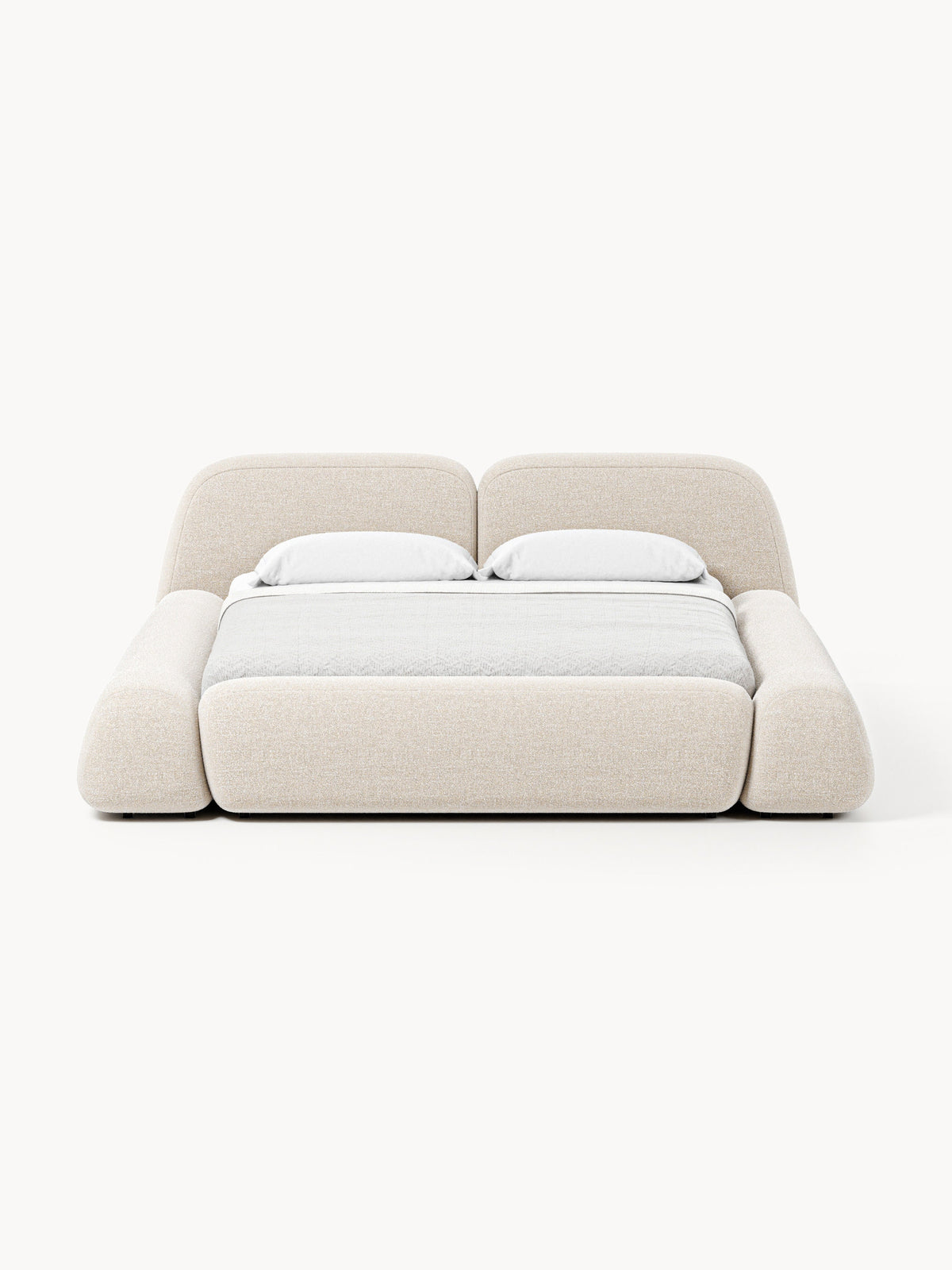 Wolke Bed in Bouclé, Upholstered