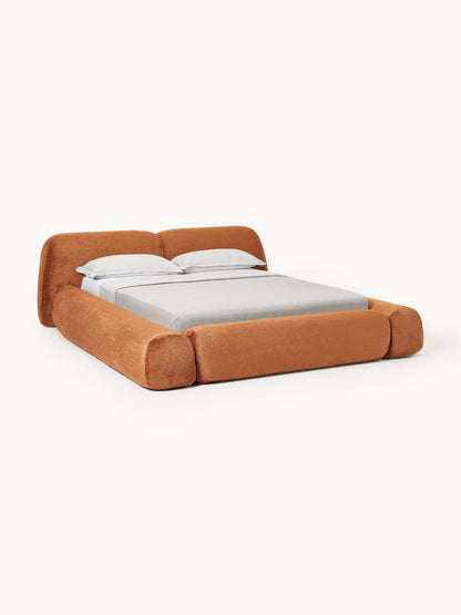 Wolke Bed in Teddy Bouclé, Upholstered