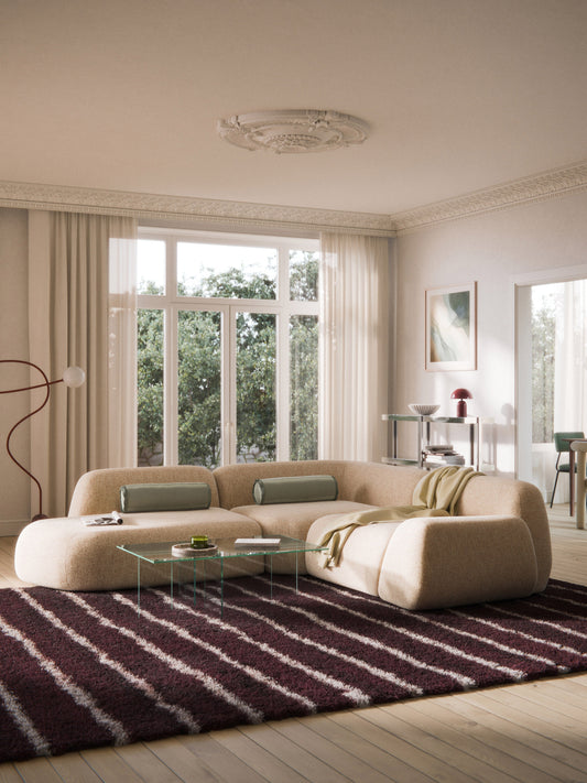 Wolke Bouclé Modular Corner Sofa (4-Seater) with Chaise Longue