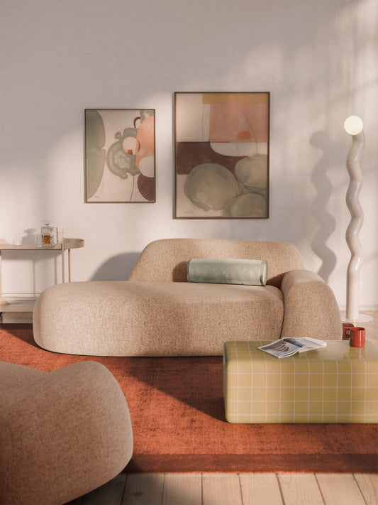 Wolke Bouclé Settee with Chaise Longue (2-Seater)