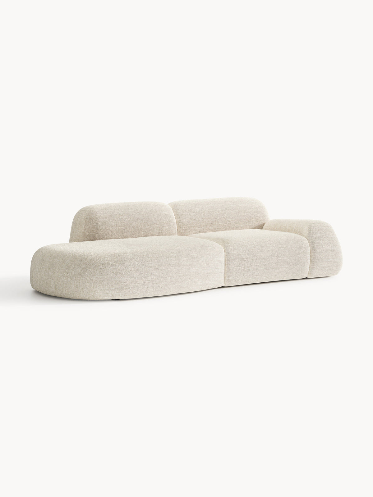 Wolke Modular Bouclé Chaise, 3-Seater