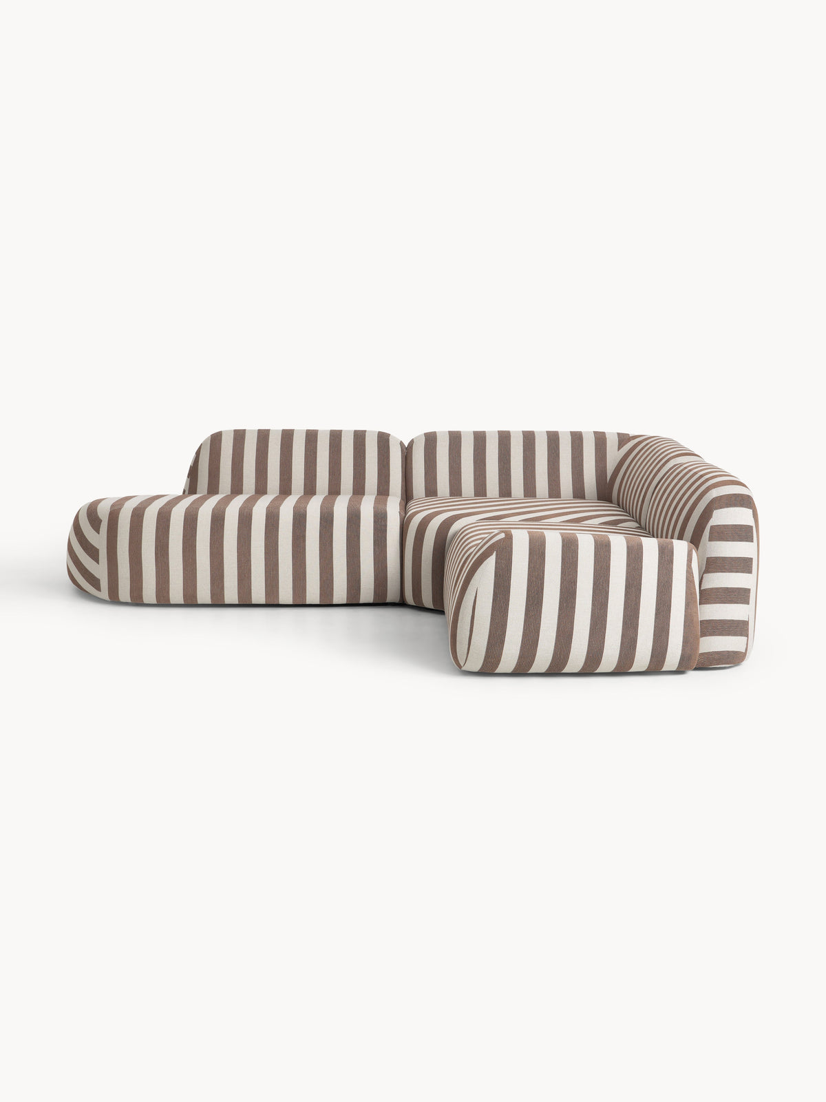 Wolke Modular Striped Corner Settee with Chaise Longue (4-Seater)
