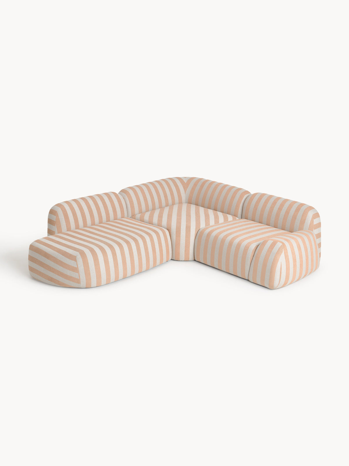 Wolke Modular Striped Corner Settee with Chaise Longue (4-Seater)