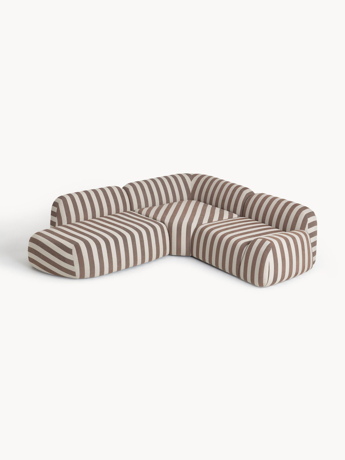 Wolke Modular Striped Corner Settee with Chaise Longue (4-Seater)