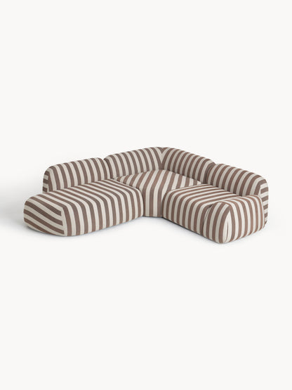 Wolke Modular Striped Corner Settee with Chaise Longue (4-Seater)