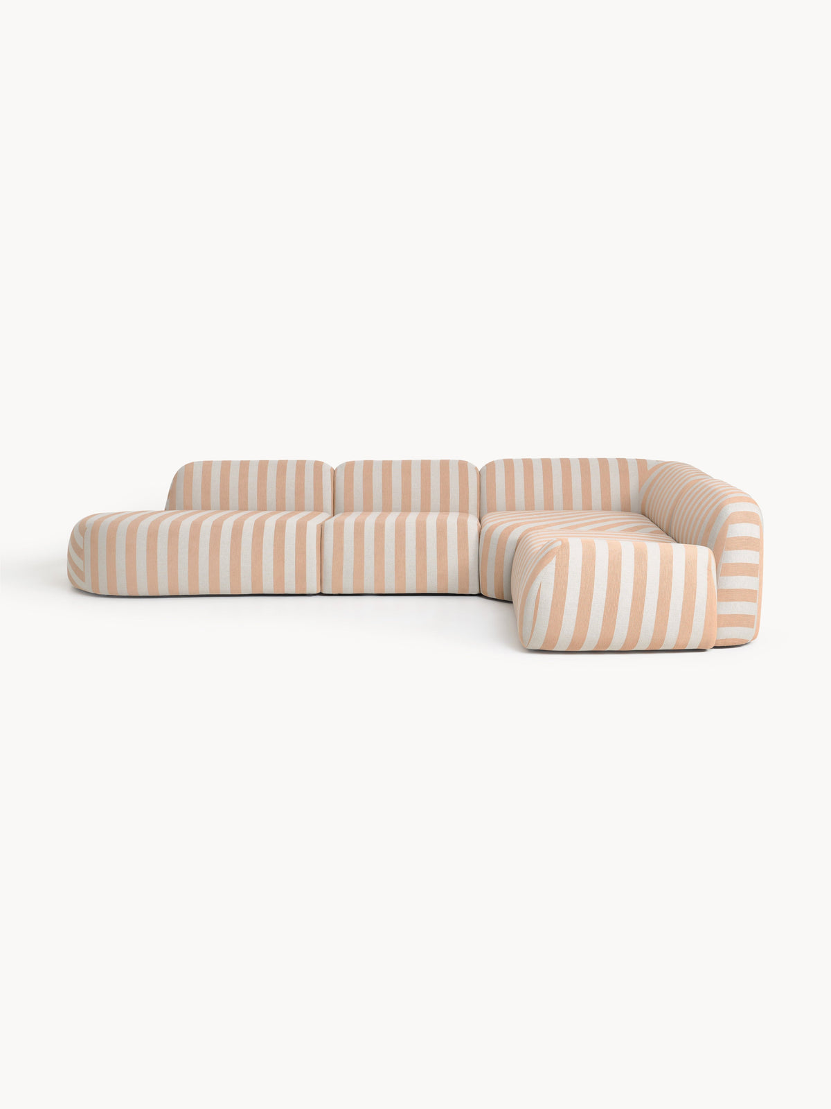 Wolke Modular Striped XL Corner Settee with Chaise Longue