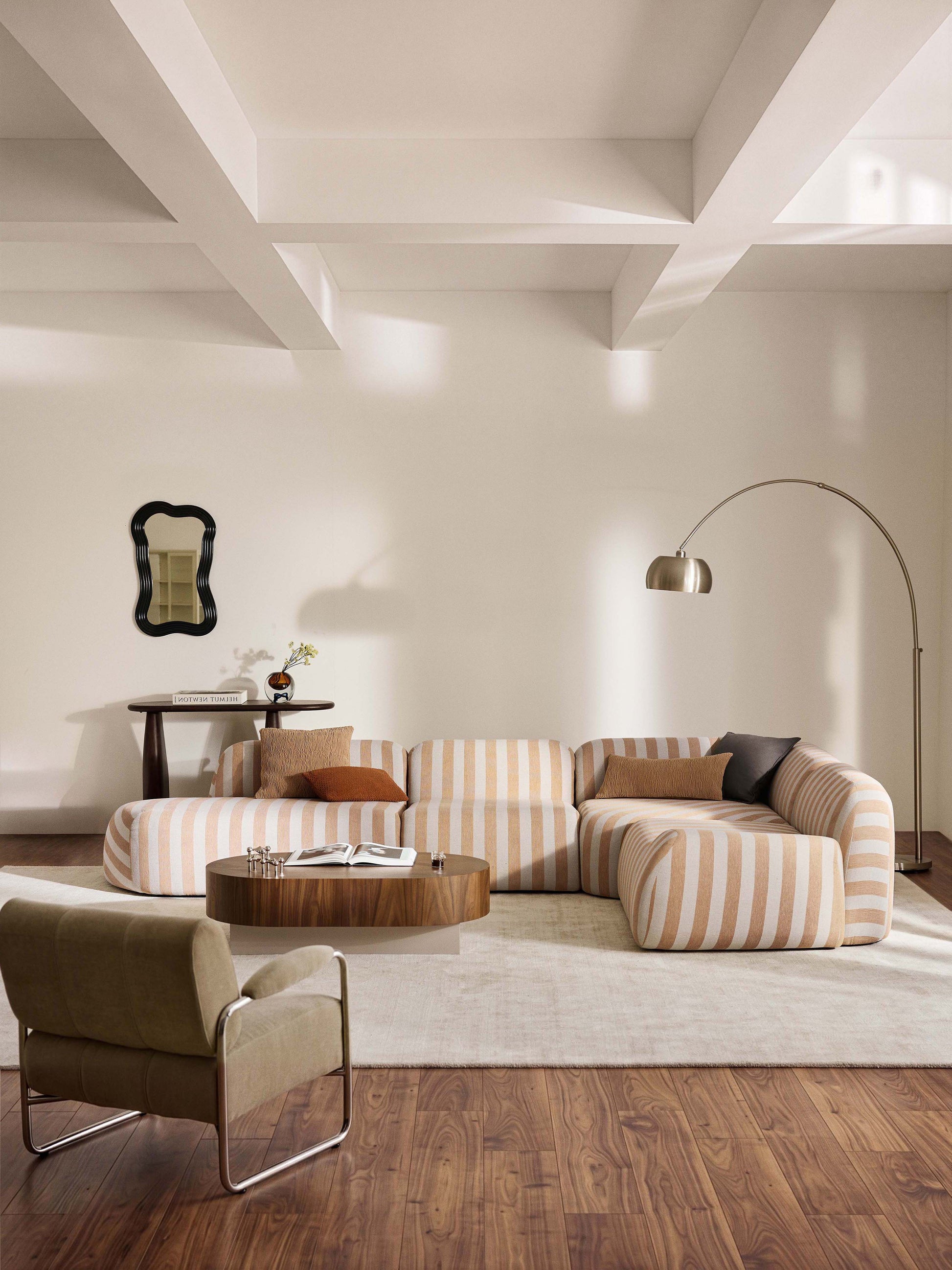 Wolke Modular Striped XL Corner Settee with Chaise Longue