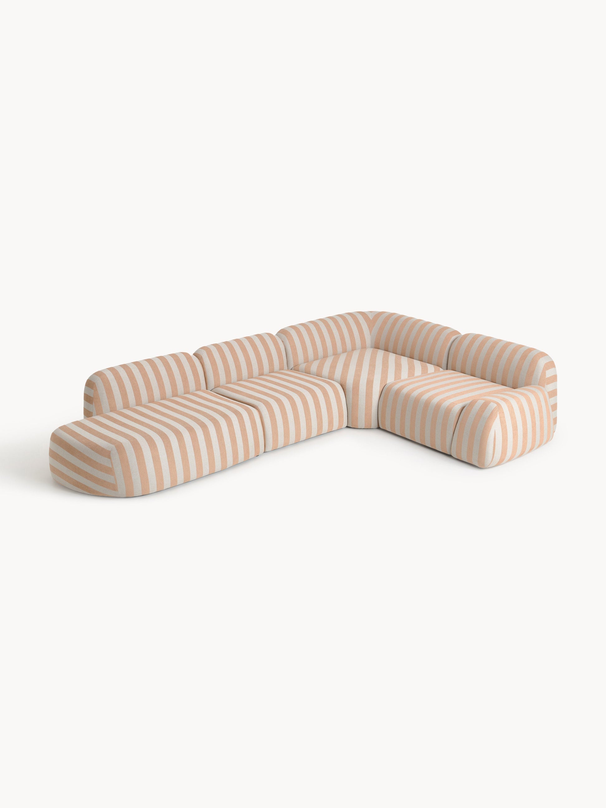 Wolke Modular Striped XL Corner Settee with Chaise Longue