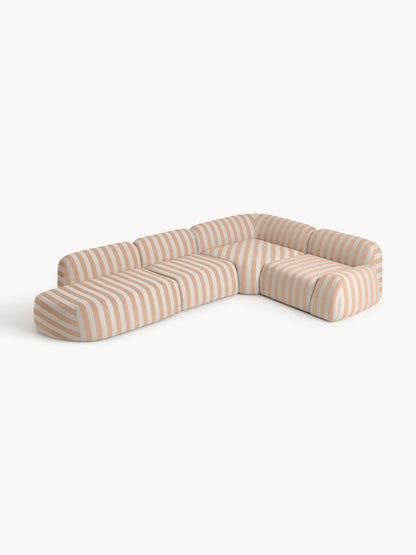 Wolke Modular Striped XL Corner Settee with Chaise Longue