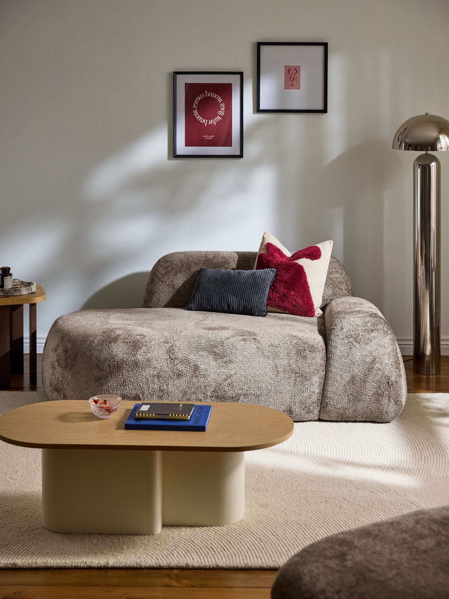 Wolke Teddy Bouclé Sofa with Chaise Longue (2-Seater)