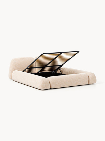 Wolke Upholstered Bed in Bouclé with Storage
