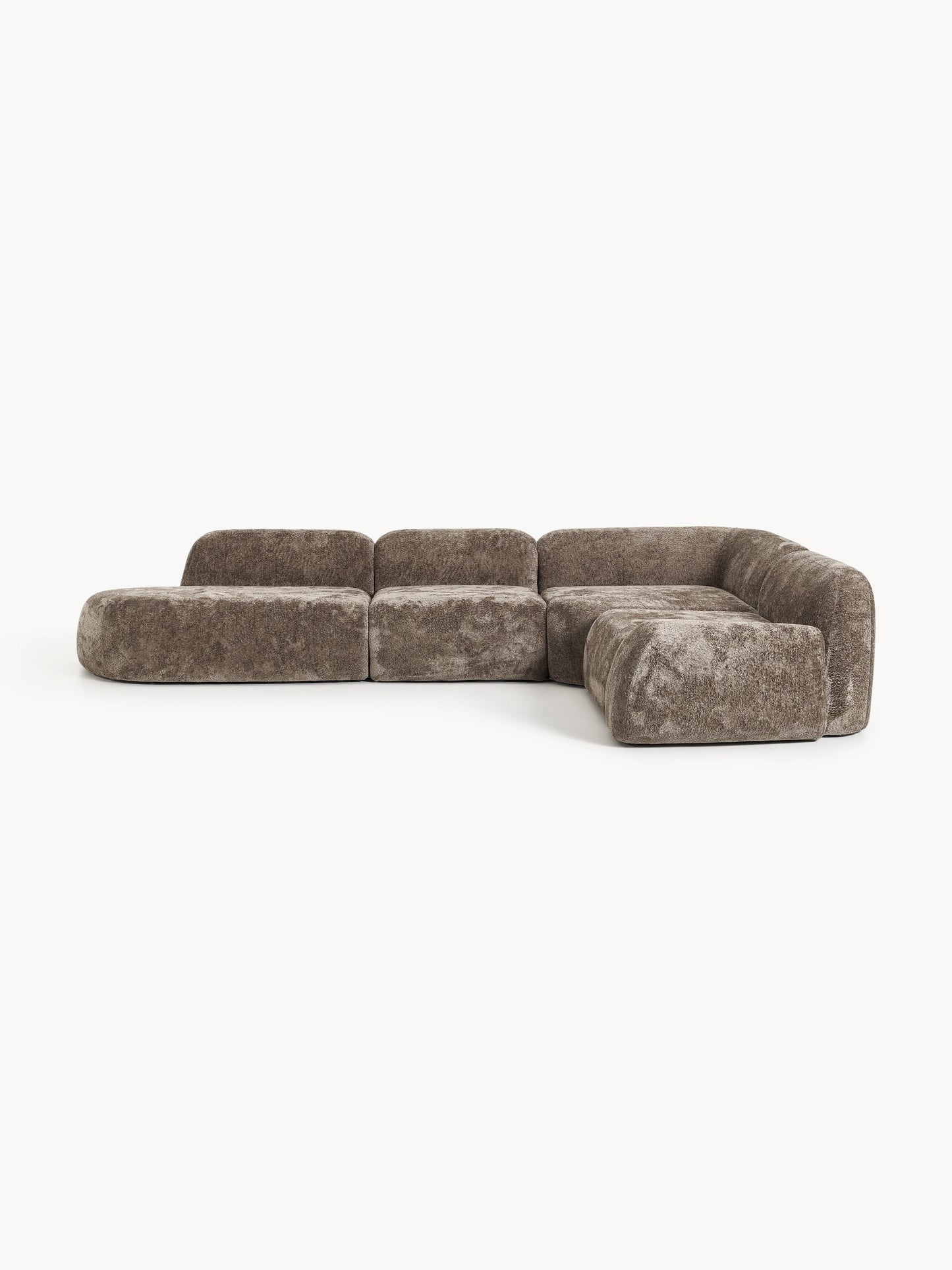 Wolke XL Modular Teddy Bouclé Corner Settee with Chaise Longue