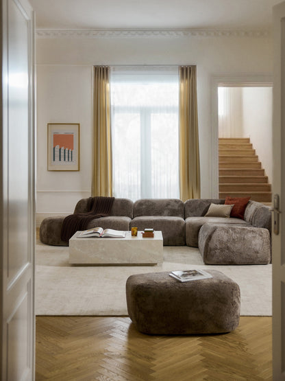 Wolke XL Modular Teddy Bouclé Corner Settee with Chaise Longue