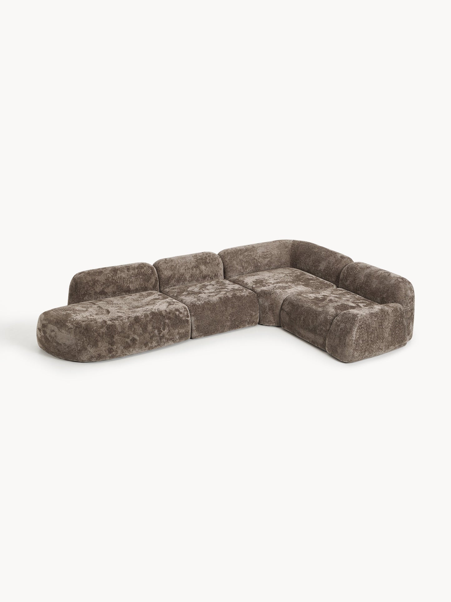 Wolke XL Modular Teddy Bouclé Corner Settee with Chaise Longue