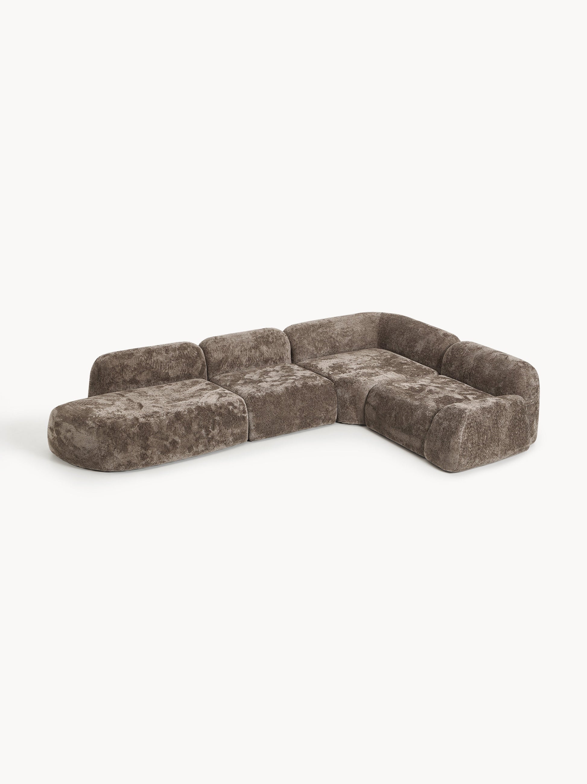 Wolke XL Modular Teddy Bouclé Corner Settee with Chaise Longue
