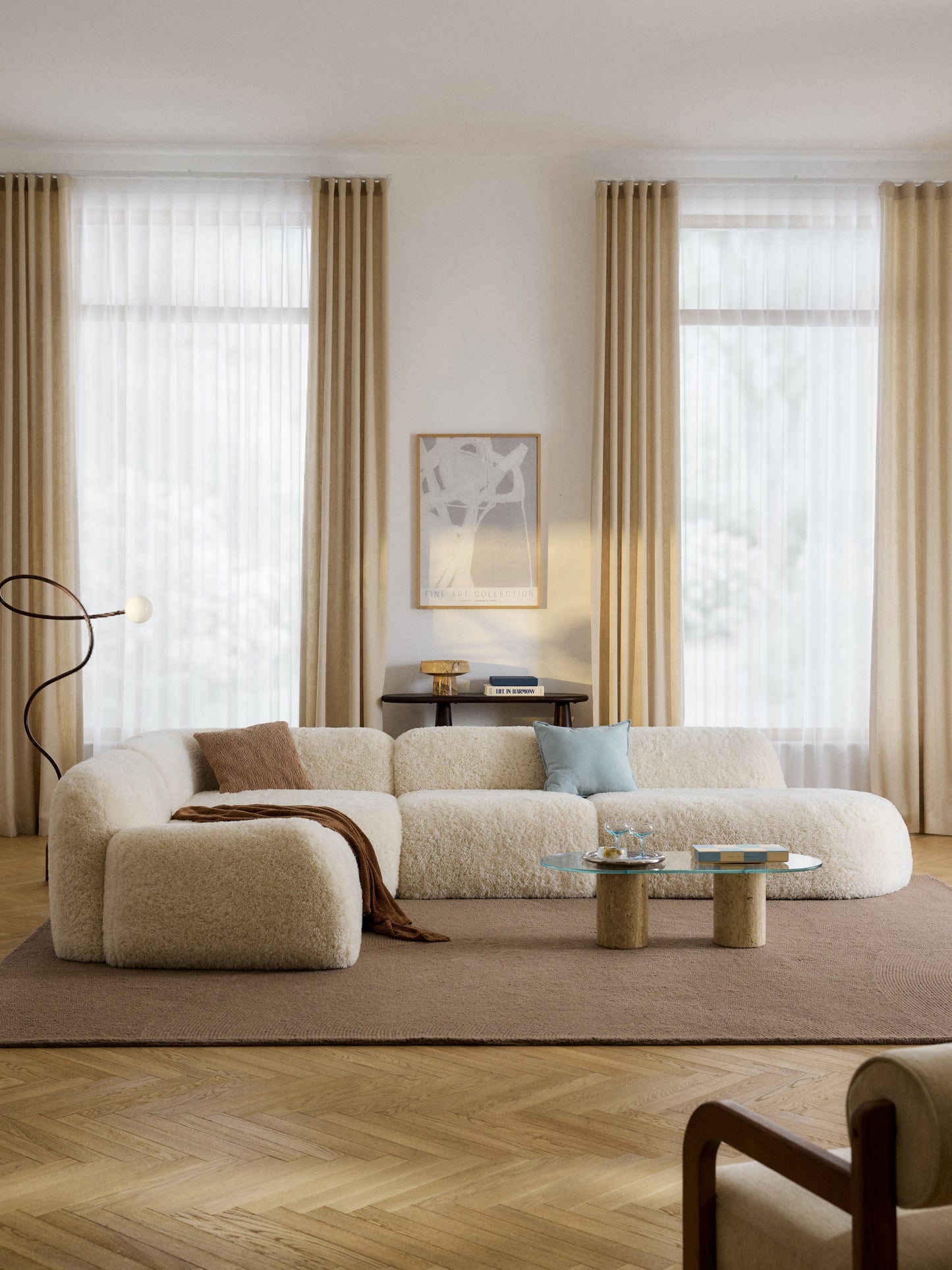 Wolke XL Modular Teddy Corner Settee with Chaise Longue